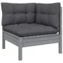 2-seater garden sofa with solid gray pine wood cushions by vidaXL, Modular outdoor sofas - Ref: Foro24-806648, Price: 156,96 ...