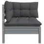 2-seater garden sofa with solid gray pine wood cushions by vidaXL, Modular outdoor sofas - Ref: Foro24-806648, Price: 156,96 ...