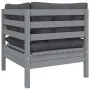 2-seater garden sofa with solid gray pine wood cushions by vidaXL, Modular outdoor sofas - Ref: Foro24-806648, Price: 156,96 ...