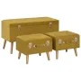 Taburetes de almacenaje 3 piezas terciopelo amarillo mostaza by vidaXL, Benches for halls and storage - Ref: Foro24-329255, P...