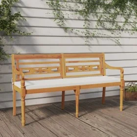 Batavia bench with solid teak wood cushion 150 cm by vidaXL, garden benches - Ref: Foro24-319148, Price: 208,69 €, Discount: %