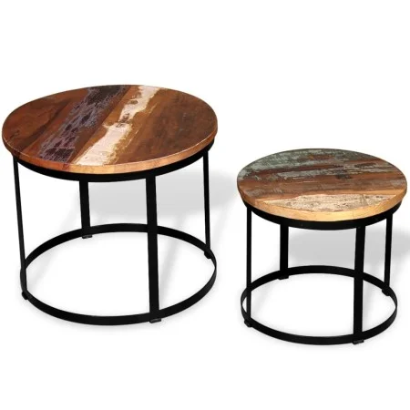 Round coffee table set of 2, made of solid recycled wood, 40cm/50cm. by vidaXL, Coffee table - Ref: Foro24-244007, Price: 88,...