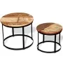 Round coffee table set of 2, made of solid recycled wood, 40cm/50cm. by vidaXL, Coffee table - Ref: Foro24-244007, Price: 88,...