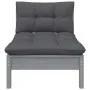 2-Sitzer-Gartensofa mit Kissen massives Zirbenholz grau von vidaXL, Modulare Sofas für den Außenbereich - Ref: Foro24-806654,...