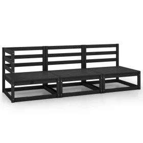 Gartenmöbel-Set 3-teilig aus schwarzem massivem Kiefernholz von vidaXL, Gartensets - Ref: Foro24-805709, Preis: 214,47 €, Rab...