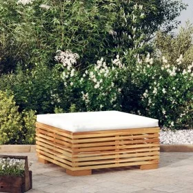 Garden stool with cream cushion solid teak wood by vidaXL, Modular outdoor sofas - Ref: Foro24-319158, Price: 107,77 €, Disco...