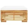 Gartenhocker mit cremefarbenem Kissen aus massivem Teakholz von vidaXL, Modulare Sofas für den Außenbereich - Ref: Foro24-319...