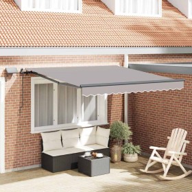 Toldo Retráctil Manual Gris claro 350 x 250 cm tela