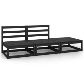 3-teiliges Gartenmöbel-Set mit Kissen aus schwarzem Kiefernholz von vidaXL, Gartensets - Ref: Foro24-805714, Preis: 148,33 €,...