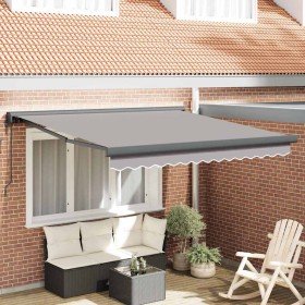 Toldo Retráctil Manual Gris claro 350 x 250 cm Tela, Metal Toldo Retráctil Manual Gris claro 350 x 250 cm Tela, Metal