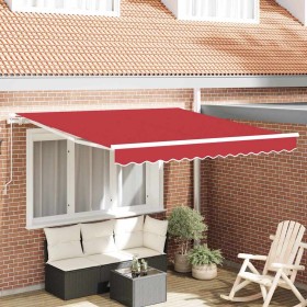 Toldo Retráctil Manual Rojo 350 x 250 cm tela Toldo Retráctil Manual Rojo 350 x 250 cm tela