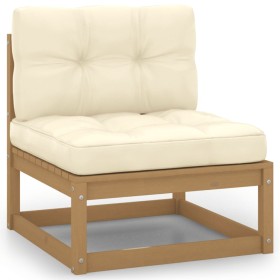 Central garden sofa and cream pine wood cushions by vidaXL, Modular outdoor sofas - Ref: Foro24-805723, Price: 117,93 €, Disc...
