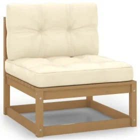 Central garden sofa and cream pine wood cushions by vidaXL, Modular outdoor sofas - Ref: Foro24-805723, Price: 114,21 €, Disc...