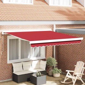 Toldo Retráctil Rojo 350 x 250 cm Tela, Metal Toldo Retráctil Rojo 350 x 250 cm Tela, Metal