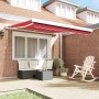Toldo Retráctil Rojo 350 x 250 cm Tela, Metal