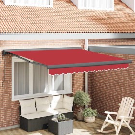 Toldo Retráctil Manual Rojo 350 x 250 cm Tela, Metal