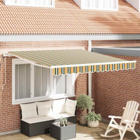 Toldo Retráctil 350 x 250 cm Verde y amarillo
