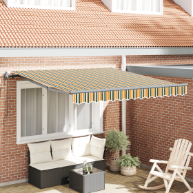 Toldo Retráctil Verde y amarillo 350 x 250 cm tela
