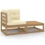 Gartenmöbel-Set 2-teilig mit honigbraunen Kissen aus Kiefernholz von vidaXL, Modulare Sofas für den Außenbereich - Ref: Foro2...