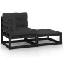 Set de muebles de jardín 2 pzas con cojines madera pino negro de vidaXL, Sofás modulares de exterior - Ref: Foro24-805754, Pr...