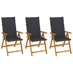 3 pcs folding garden chairs and solid acacia wood cushions by vidaXL, Garden chairs - Ref: Foro24-3064089, Price: 248,51 €, D...