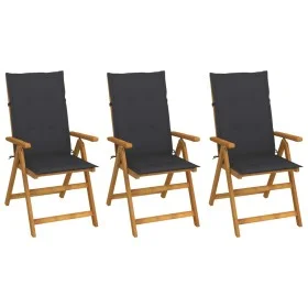 3 Stück klappbare Gartenstühle und Kissen aus massivem Akazienholz von vidaXL, Gartenstühle - Ref: Foro24-3064089, Preis: 248...