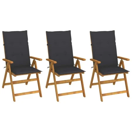 Sillas de jardín plegables 3 uds y cojines madera maciza acacia de vidaXL, Sillas de jardín - Ref: Foro24-3064089, Precio: 24...