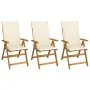 3 Stück klappbare Gartenstühle und Kissen aus massivem Akazienholz von vidaXL, Gartenstühle - Ref: Foro24-3064091, Preis: 247...
