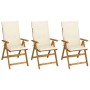 3 Stück klappbare Gartenstühle und Kissen aus massivem Akazienholz von vidaXL, Gartenstühle - Ref: Foro24-3064091, Preis: 241...
