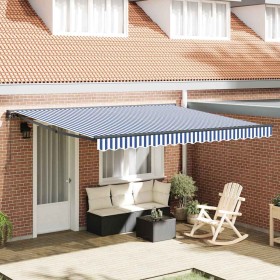 Toldo Retráctil Azul y Blanco 400x300 cm tela