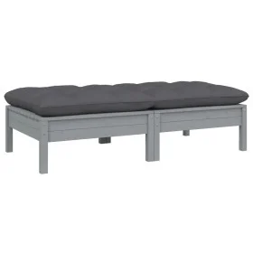 2-seater garden sofa with solid gray pine wood cushions by vidaXL, Modular outdoor sofas - Ref: Foro24-806660, Price: 108,11 ...