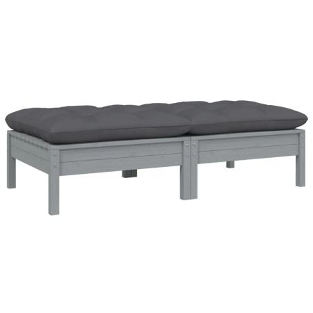 2-seater garden sofa with solid gray pine wood cushions by vidaXL, Modular outdoor sofas - Ref: Foro24-806660, Price: 90,80 €...