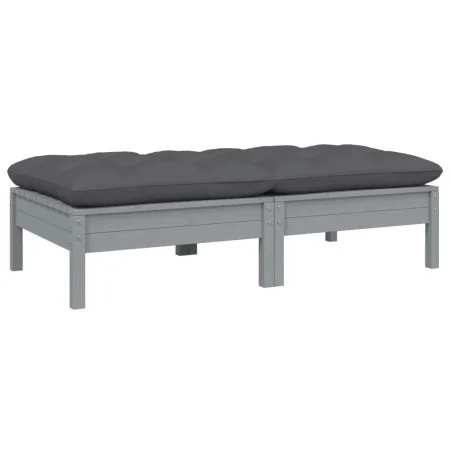 2-seater garden sofa with solid gray pine wood cushions by vidaXL, Modular outdoor sofas - Ref: Foro24-806660, Price: 108,11 ...