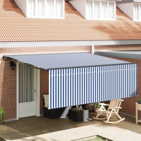 Toldo Retráctil Manual Azul y antracita 400 x 300 cm
