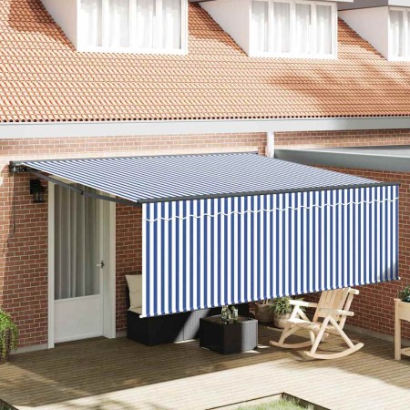 Toldo Retráctil Manual Azul y antracita 400 x 300 cm