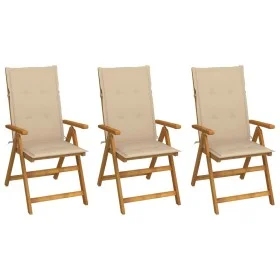3 pcs folding garden chairs and solid acacia wood cushions by vidaXL, Garden chairs - Ref: Foro24-3064092, Price: 247,90 €, D...