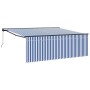 Toldo Retráctil Manual Azul y antracita 400 x 300 cm