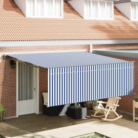 Toldo Retráctil Manual Azul y antracita 400 x 300 cm