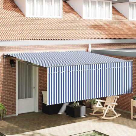 Toldo Retráctil Manual Azul y antracita 400 x 300 cm