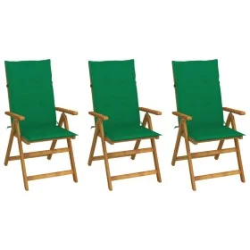 3 Stück klappbare Gartenstühle und Kissen aus massivem Akazienholz von vidaXL, Gartenstühle - Ref: Foro24-3064094, Preis: 242...