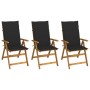 3 pcs folding garden chairs and solid acacia wood cushions by vidaXL, Garden chairs - Ref: Foro24-3064096, Price: 263,08 €, D...