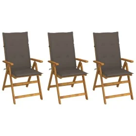 Sillas de jardín plegables 3 uds y cojines madera maciza acacia by vidaXL, Garden chairs - Ref: Foro24-3064097, Price: 247,90...