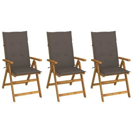 Sillas de jardín plegables 3 uds y cojines madera maciza acacia de vidaXL, Sillas de jardín - Ref: Foro24-3064097, Precio: 24...