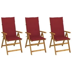 3 Stück klappbare Gartenstühle und Kissen aus massivem Akazienholz von vidaXL, Gartenstühle - Ref: Foro24-3064098, Preis: 250...