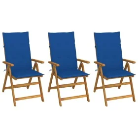 3 Stück klappbare Gartenstühle und Kissen aus massivem Akazienholz von vidaXL, Gartenstühle - Ref: Foro24-3064099, Preis: 241...