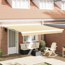 Toldo Retráctil Amarillo y 400 x 300 cm Tela y Metal