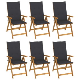 Faltbare Gartenstühle 6 Stück und Kissen Massivholz Akazie von vidaXL, Gartenstühle - Ref: Foro24-3064119, Preis: 476,53 €, R...