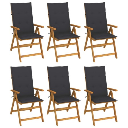 Sillas de jardín plegables 6 uds y cojines madera maciza acacia by vidaXL, Garden chairs - Ref: Foro24-3064119, Price: 476,53...