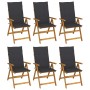 Sillas de jardín plegables 6 uds y cojines madera maciza acacia by vidaXL, Garden chairs - Ref: Foro24-3064119, Price: 476,53...