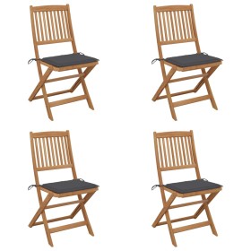 Sillas de jardín plegables 4 uds y cojines madera maciza acacia de vidaXL, Sillas de jardín - Ref: Foro24-3064671, Precio: 22...